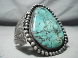Huge Vintage Native American Navajo Green Turquoise Sterling Silver Bracelet-Nativo Arts