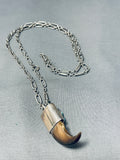 Powerful Vintage Native American Navajo Turquoise Sterling Silver Necklace-Nativo Arts