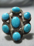 Quality Vintage Native American Navajo Satellite Blue Turquoise Sterling Silver Ring Old-Nativo Arts