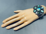 Absolutely Incredible Vintage Native American Navajo Turquoise Leaf Sterling Silver Bracelet-Nativo Arts