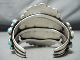Henry Roanhose Vintage Native American Navajo Turquoise Cluster Sterling Silver Bracelet-Nativo Arts