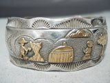 Fascinating Vintage Native American Navajo Sterling Silver Storyteller Bracelet Old-Nativo Arts