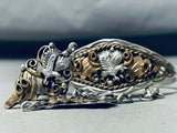 Ornamental Native American Navajo Sterling Silver Slave Bracelet Signed-Nativo Arts