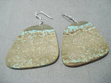 Native American Outstanding Santo Domingo #8 Turquoise Mine Sterling Silver Earrings-Nativo Arts