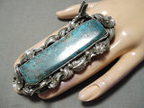 One Of The Biggest Craziest Native American Turquoise Sterling Silver Ring-Nativo Arts