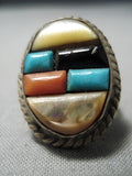 Marvelous Vintage Native American Navajo Turquoise Sterling Silver Ring Old-Nativo Arts
