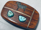 One Of Most Unique Vintage Native American Navajo Turquoise Contemporist Sterling Silver Buckle-Nativo Arts