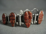 Advacned Coral Work Vintage Navajo Sterling Native American Jewelry Silver Hinge Bracelet-Nativo Arts