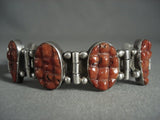 Advacned Coral Work Vintage Navajo Sterling Native American Jewelry Silver Hinge Bracelet-Nativo Arts
