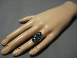 Advanced Inlay Vintage Zuni Turquoise Sterling Silver Native American Jewelry Ring Old-Nativo Arts