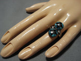 Advanced Inlay Vintage Zuni Turquoise Sterling Silver Native American Jewelry Ring Old-Nativo Arts