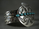 Advanced Native American Jewelry Silver Work Modernistic Navajo 'Native American Jewelry Silver Pot' Turquoise Bracelet-Nativo Arts
