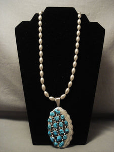 Advanced Native American Jewelry Silver Work 'Unique Bead' Turquoise Native American Jewelry Silver Necklace-Nativo Arts