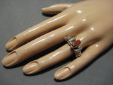Advanced Silver Work Native American Navajo Coral Sterling Silver Nativer American Ring-Nativo Arts
