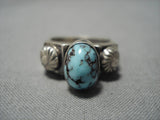 Advanced Silver Work Native American Navajo Lone Mountain Turquoise Sterling Silver Ring-Nativo Arts