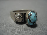 Advanced Silver Work Native American Navajo Lone Mountain Turquoise Sterling Silver Ring-Nativo Arts