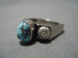 Advanced Silver Work Native American Navajo Lone Mountain Turquoise Sterling Silver Ring-Nativo Arts