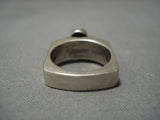 Advanced Silver Work Native American Navajo Lone Mountain Turquoise Sterling Silver Ring-Nativo Arts