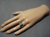 Advanced Silver Work Native American Navajo Lone Mountain Turquoise Sterling Silver Ring-Nativo Arts