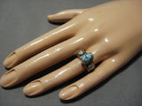 Advanced Silver Work Native American Navajo Lone Mountain Turquoise Sterling Silver Ring-Nativo Arts