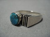 Advanced Silver Work Native American Navajo Sterling Silver Segmented Turquoise Ring-Nativo Arts