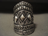 Advanced Stamp Work Navajo Tall All Native American Jewelry Silver Ring-Nativo Arts