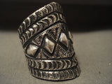 Advanced Stamp Work Navajo Tall All Native American Jewelry Silver Ring-Nativo Arts