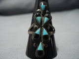 Advanced Stone Work!! Vintage Native American Jewelry Navajo Sterling Silver Inlay Ring Old-Nativo Arts