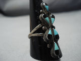 Advanced Stone Work!! Vintage Native American Jewelry Navajo Sterling Silver Inlay Ring Old-Nativo Arts