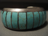 Advanced Stone Work Vintage Navajo Number 8 Turquoise Native American Jewelry Silver Bracelet-Nativo Arts