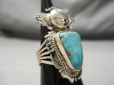 Tremendous Vintage Native American Navajo Kachina Turquoise Sterling Silver Ring-Nativo Arts