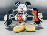 Native American Mind Boggling Workmanship Zuni Mickey Mouse Coral Sterling Silver Bracelet-Nativo Arts