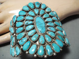 Justin Wilson Huge Vintage Native American Navajo Turquoise Sterling Silver Bracelet-Nativo Arts