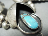 One Of The Best Vintage Native American Navajo Bisbee Turquoise Sterling Silver Necklace-Nativo Arts