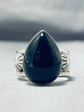 Stunning Native American Navajo Black Onyx Sterling Silver Ring Signed Ben Begaye (d)-Nativo Arts