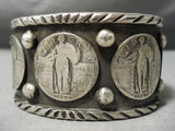 So Heavy Thick Native American Sterling Silver Coin Bracelet Cuff-Nativo Arts