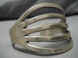 Marvelous Vintage Navajo Native American Sterling Silver Bracelet Cuff Old-Nativo Arts