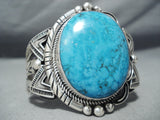 Monstrous Vintage Native American Navajo Blue Diamond Turquoise Sterling Silver Bracelet-Nativo Arts