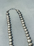 Elegant Vintage Native American Navajo Huge Sterling Silver Pillow Bead Necklace-Nativo Arts