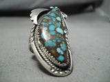 Dazzling Vintage Native American Navajo Spiderweb Turquoise Sterling Silver Ring-Nativo Arts