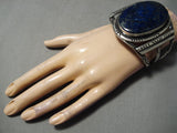 One Of The Largest Vintage Native American Navajo Lapis Sterling Silver Bracelet-Nativo Arts