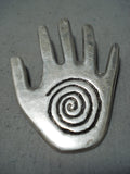 Fascinating Vintage Navajo Native American Sterling Silver Hand Pin Pendant-Nativo Arts