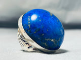 Biggest Native American Navajo J. Draper Lapis Sterling Silver Ring-Nativo Arts