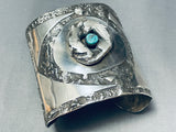 Important Vintage Native American Kewa Rose Pedal Sterling Silver Turquoise Bracelet-Nativo Arts