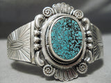 Heavy Thick Detailed Vintage Native American Navajo Spiderweb Turquoise Sterling Silver Bracelet-Nativo Arts