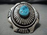 Striking Vintage Navajo Turquoise Sterling Silver Native American Ring Old-Nativo Arts
