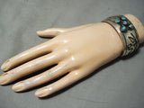 Rare Vintage Native American Navajo Dodson Turquoise Sterling Silver Bracelet-Nativo Arts