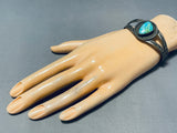 Impressive Vintage Native American Navajo Pilot Mountain Turquoise Sterling Silver Bracelet-Nativo Arts