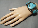 One Of The Best Vintage Native American Navajo Carico Lake Turquoise Sterling Silver Bracelet-Nativo Arts