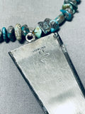 One Of The Most Unique Vintage Native American Navajo Turquoise Inlay Sterling Silver Necklace-Nativo Arts